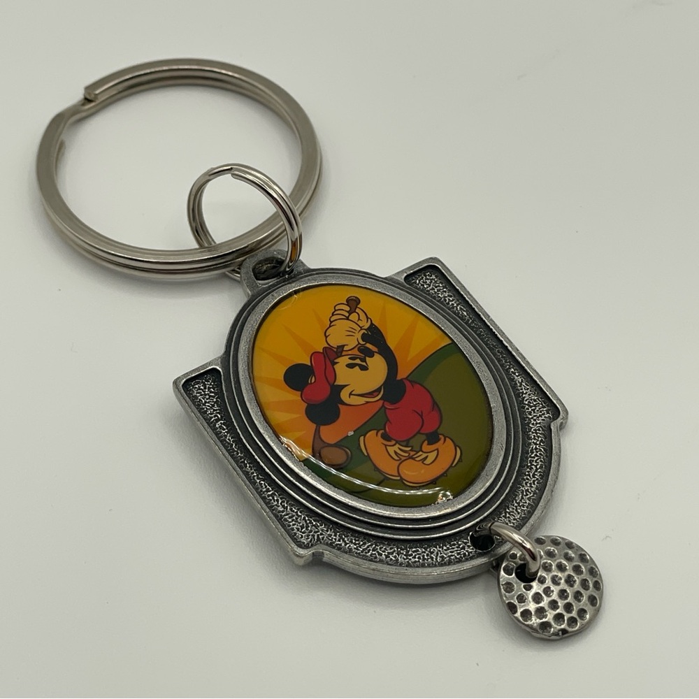 Vintage Disney Mickey Mouse Playing Golf Key Ring and Fob